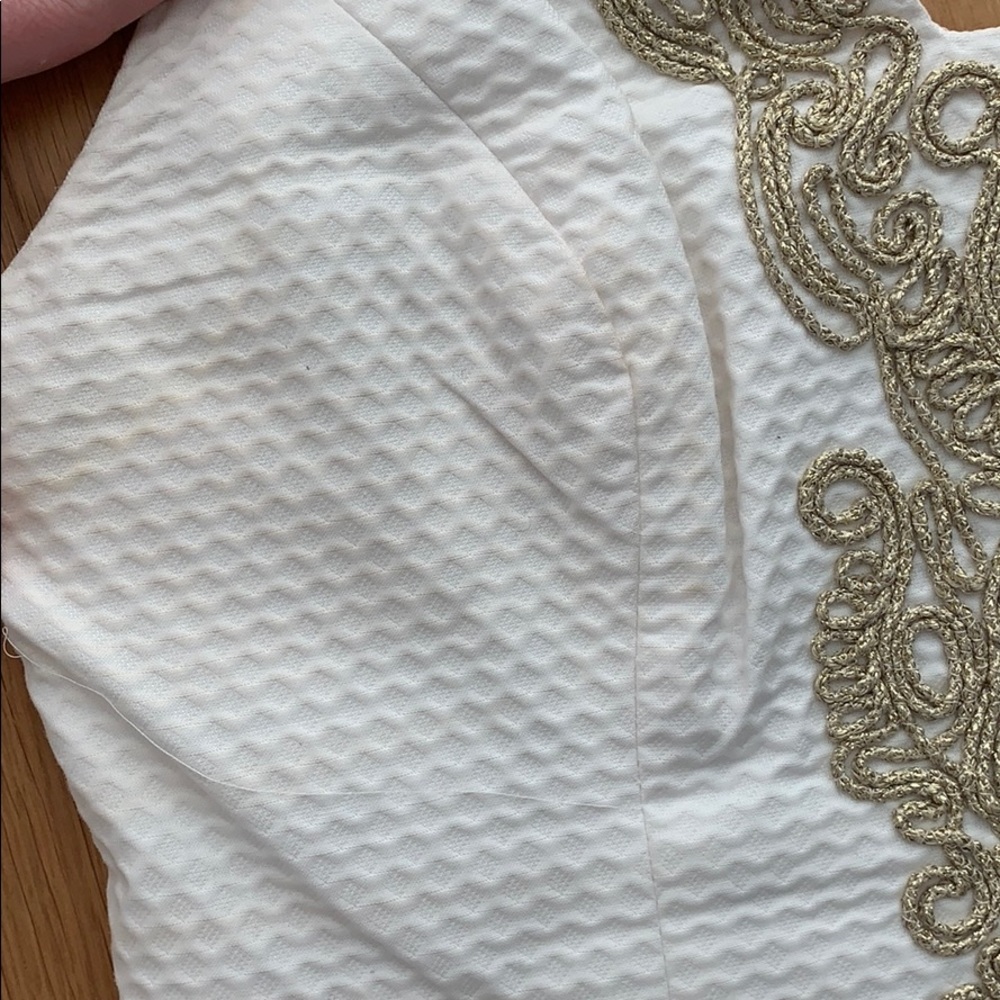 Lilly Pulitzer | White with Gold Brocade Dress | 6 - Picture 5 of 6